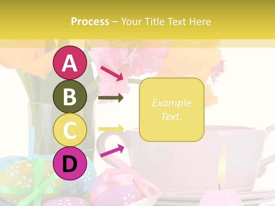 A Table Topped With A Vase Filled With Pink And Yellow Flowers PowerPoint Template