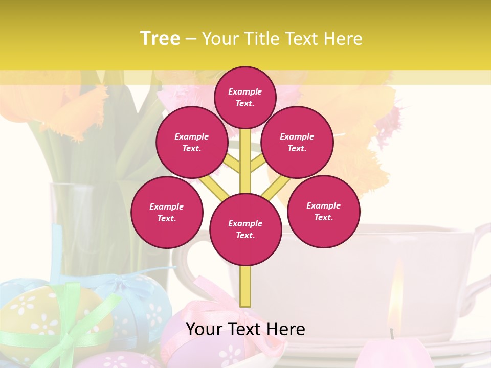 A Table Topped With A Vase Filled With Pink And Yellow Flowers PowerPoint Template