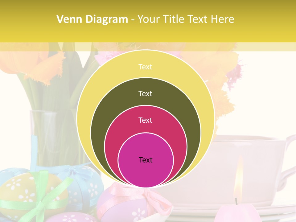 A Table Topped With A Vase Filled With Pink And Yellow Flowers PowerPoint Template
