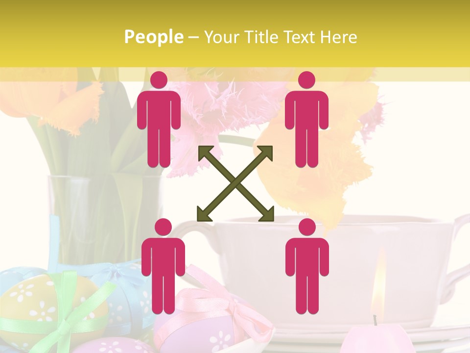 A Table Topped With A Vase Filled With Pink And Yellow Flowers PowerPoint Template