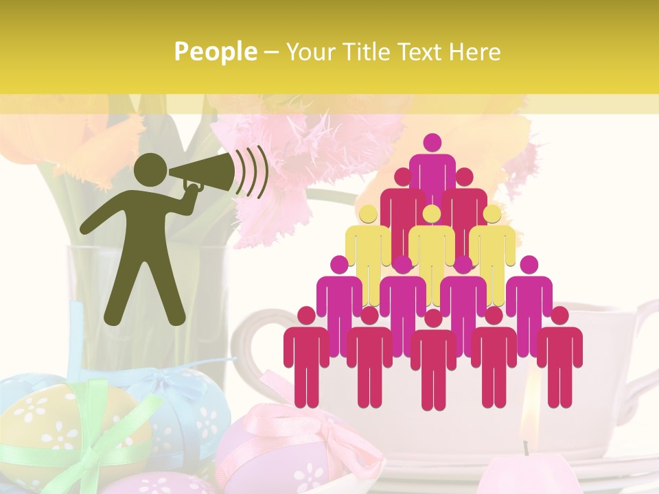 A Table Topped With A Vase Filled With Pink And Yellow Flowers PowerPoint Template