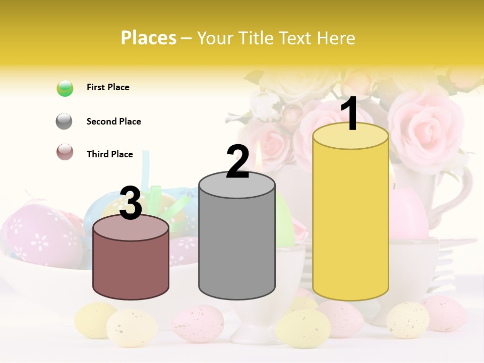 A White Bowl Filled With Eggs Next To Pink Roses PowerPoint Template