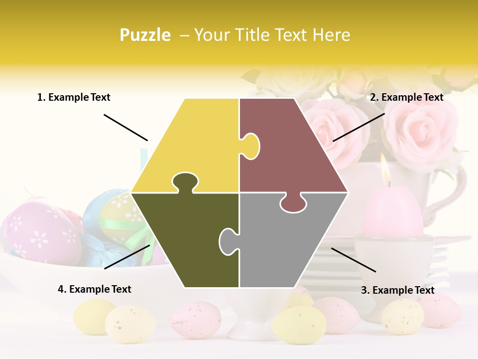 A White Bowl Filled With Eggs Next To Pink Roses PowerPoint Template