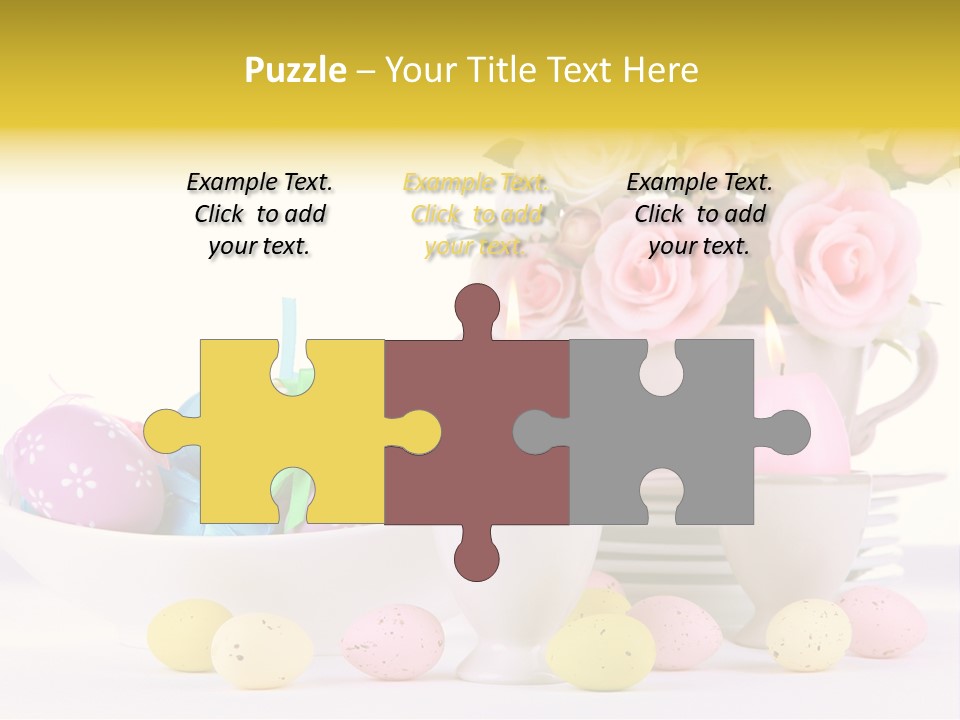 A White Bowl Filled With Eggs Next To Pink Roses PowerPoint Template