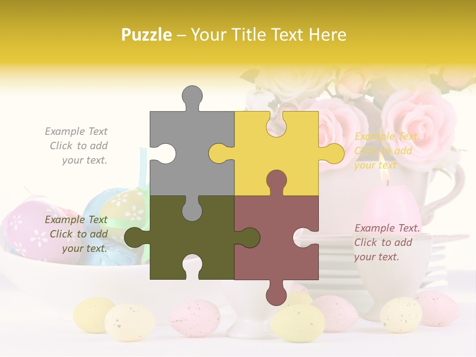 A White Bowl Filled With Eggs Next To Pink Roses PowerPoint Template