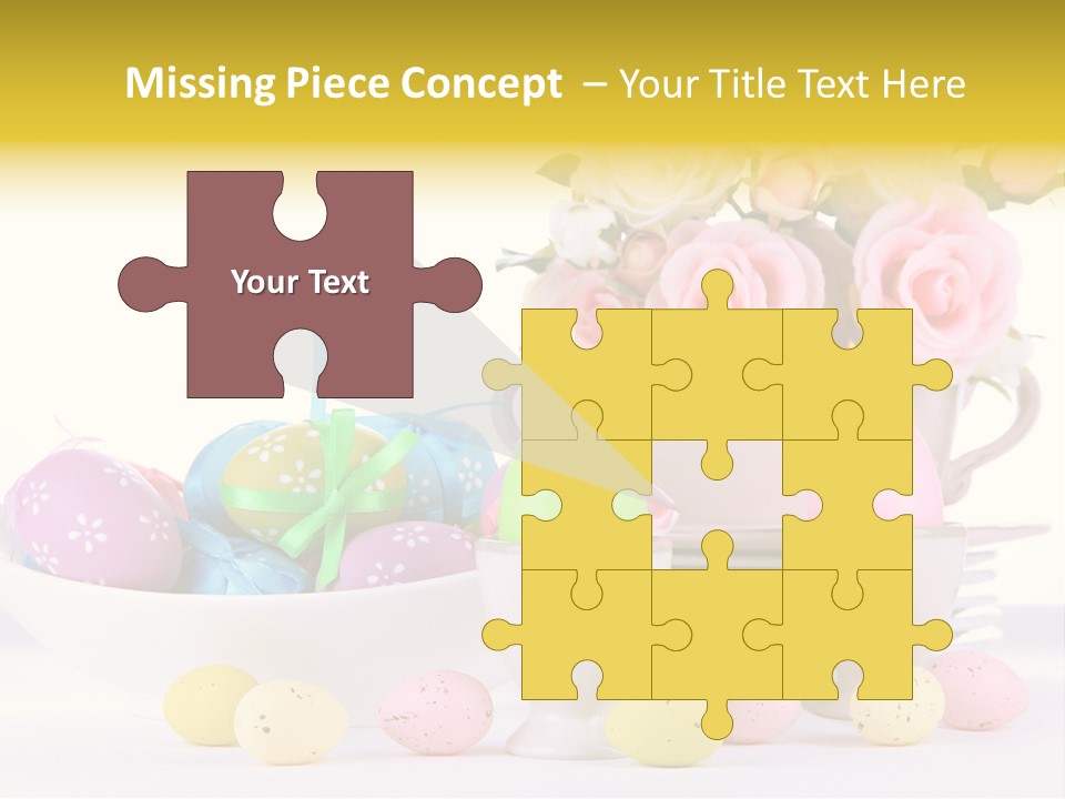 A White Bowl Filled With Eggs Next To Pink Roses PowerPoint Template