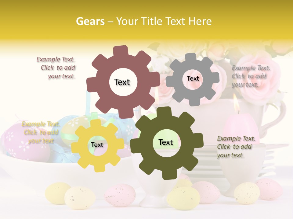 A White Bowl Filled With Eggs Next To Pink Roses PowerPoint Template
