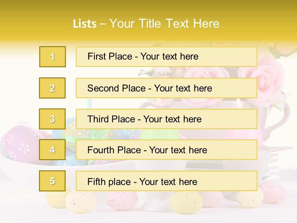 A White Bowl Filled With Eggs Next To Pink Roses PowerPoint Template