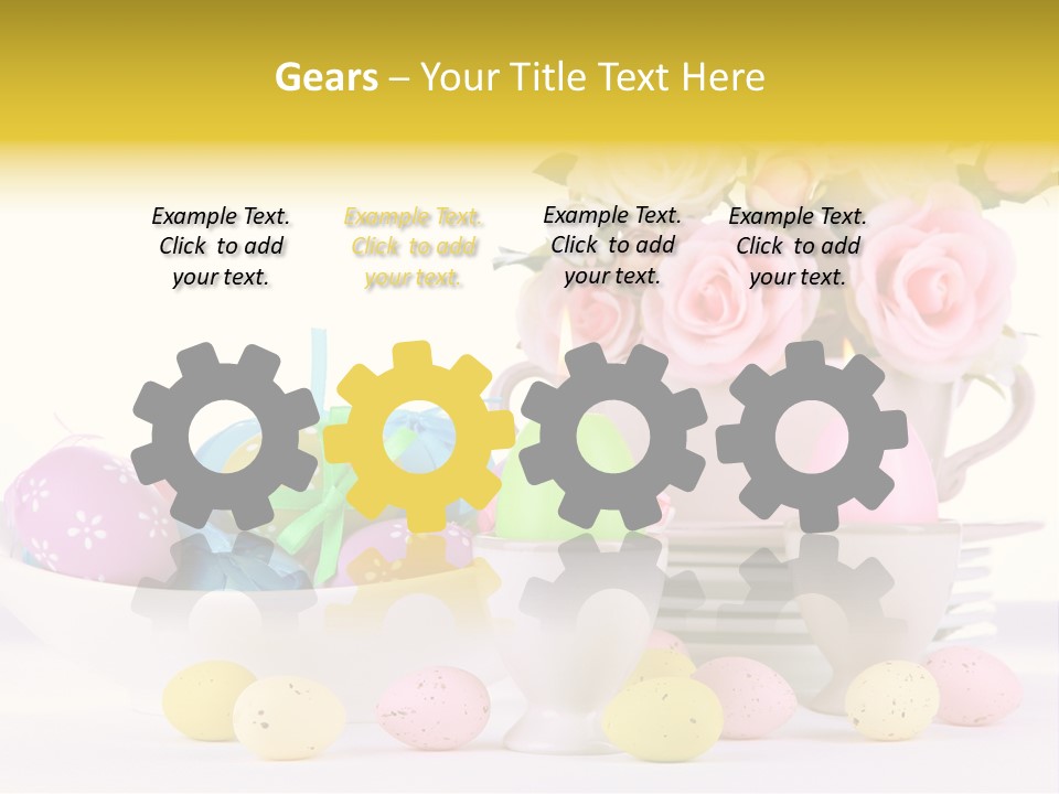 A White Bowl Filled With Eggs Next To Pink Roses PowerPoint Template