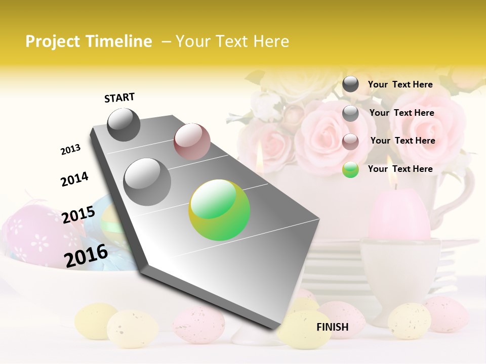 A White Bowl Filled With Eggs Next To Pink Roses PowerPoint Template