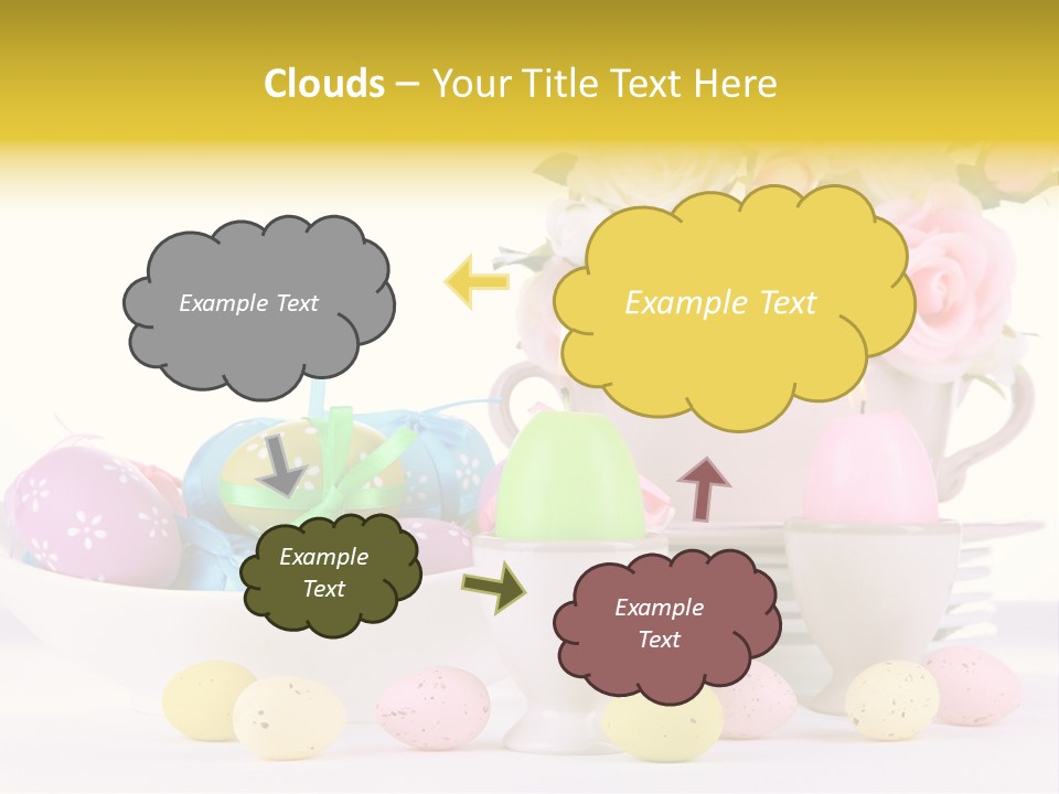 A White Bowl Filled With Eggs Next To Pink Roses PowerPoint Template