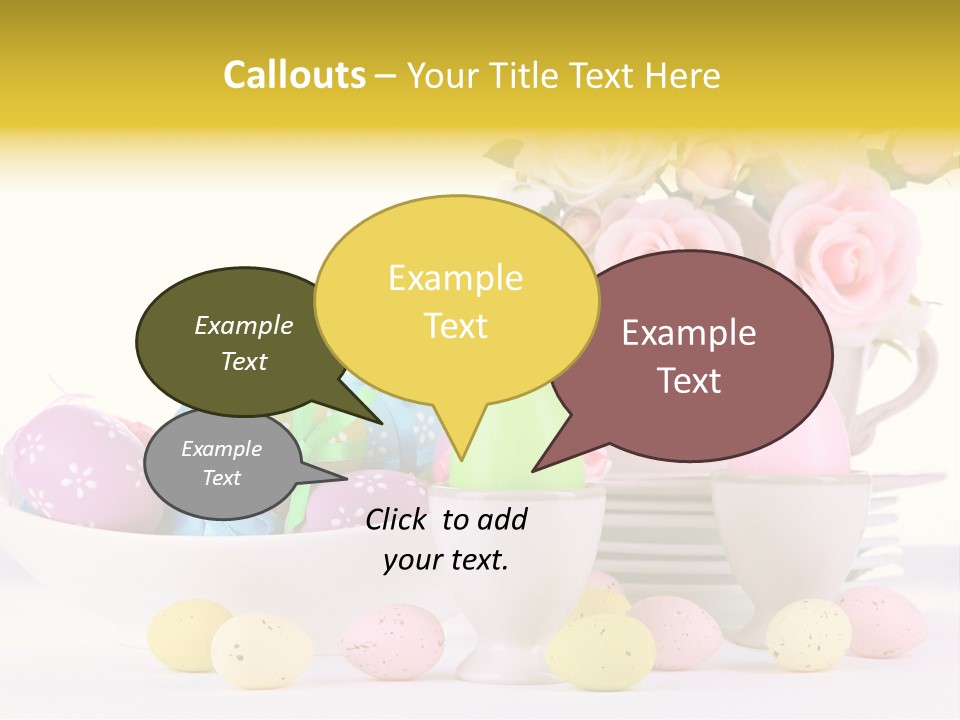 A White Bowl Filled With Eggs Next To Pink Roses PowerPoint Template