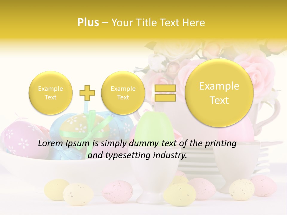 A White Bowl Filled With Eggs Next To Pink Roses PowerPoint Template