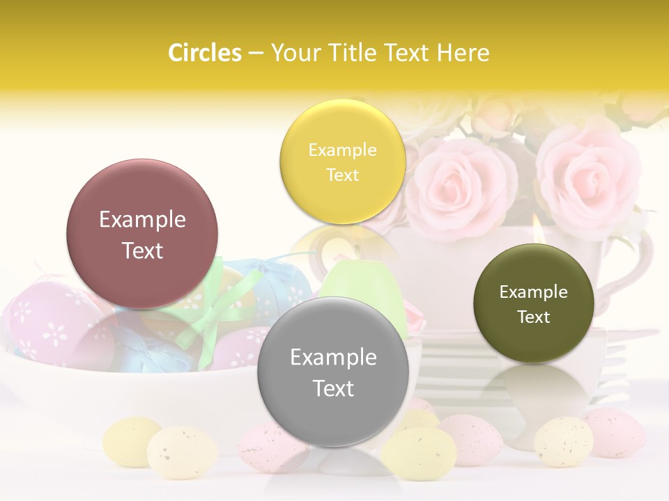 A White Bowl Filled With Eggs Next To Pink Roses PowerPoint Template