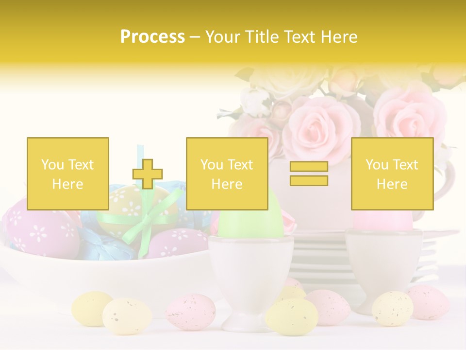 A White Bowl Filled With Eggs Next To Pink Roses PowerPoint Template