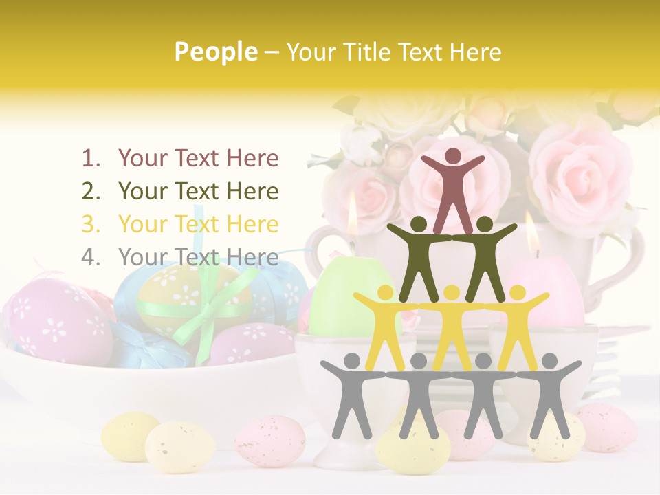 A White Bowl Filled With Eggs Next To Pink Roses PowerPoint Template