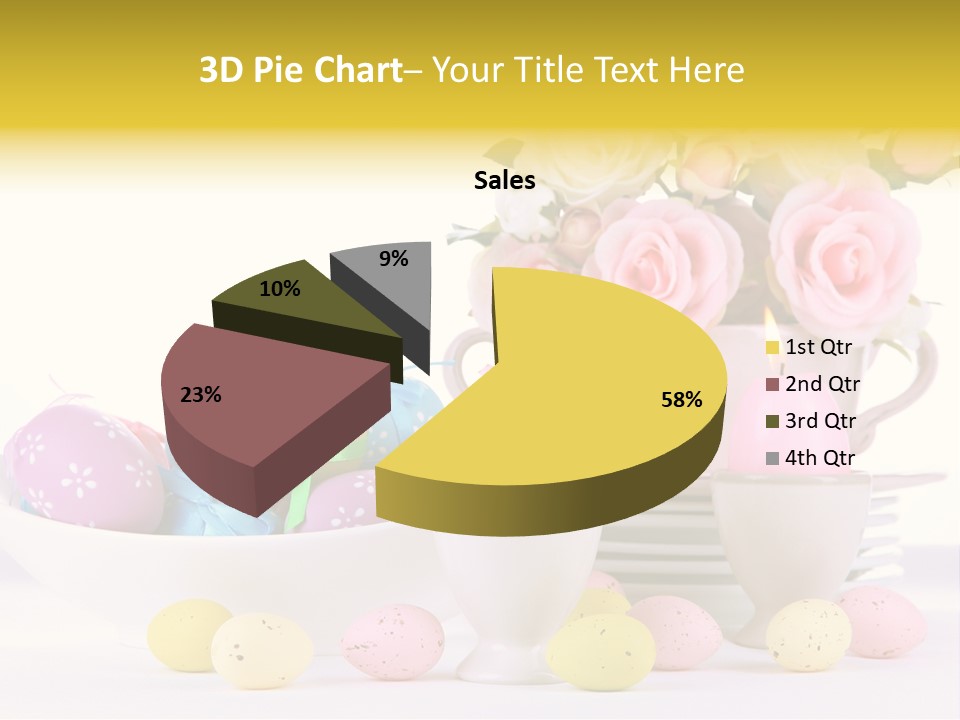 A White Bowl Filled With Eggs Next To Pink Roses PowerPoint Template