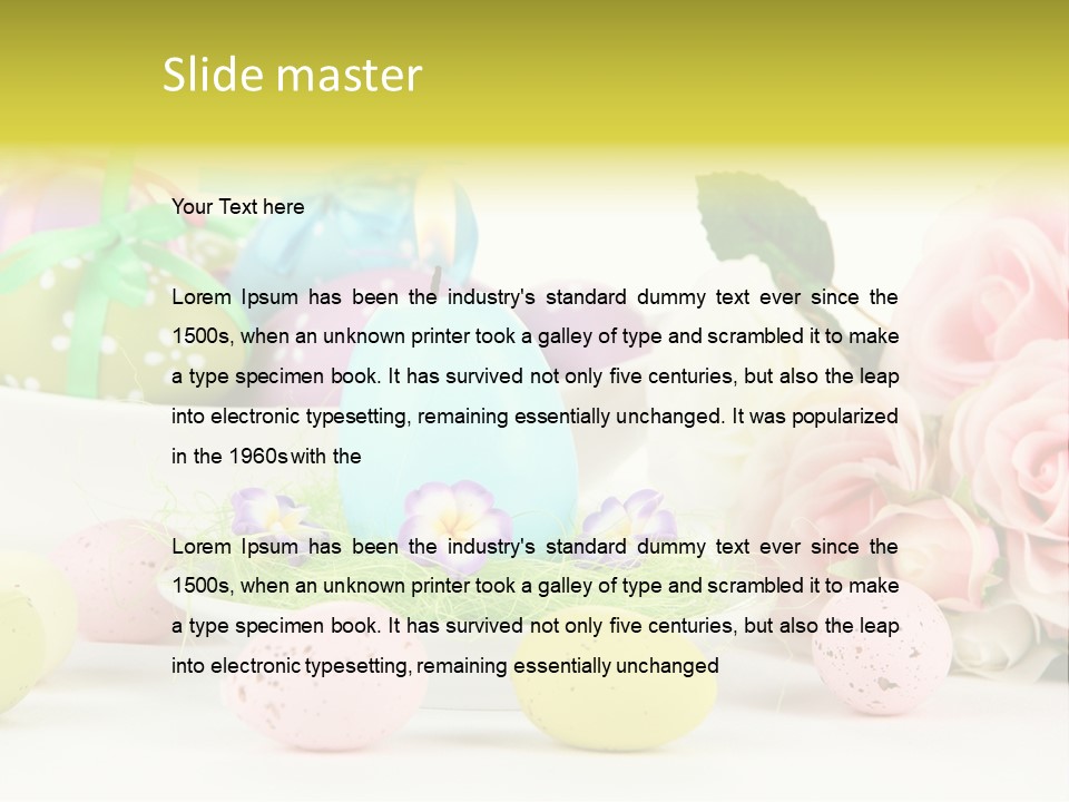 A Table Topped With Lots Of Eggs And Flowers PowerPoint Template