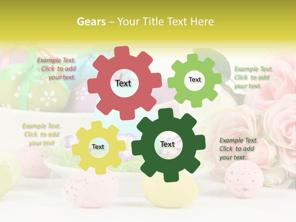 A Table Topped With Lots Of Eggs And Flowers PowerPoint Template