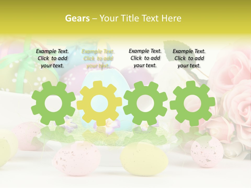 A Table Topped With Lots Of Eggs And Flowers PowerPoint Template