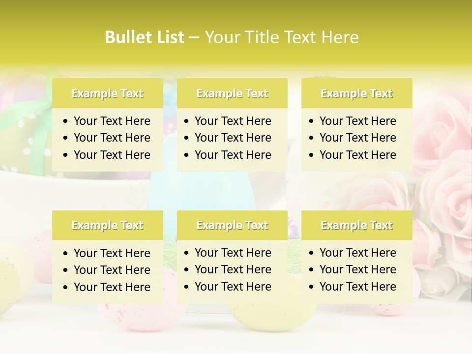 A Table Topped With Lots Of Eggs And Flowers PowerPoint Template