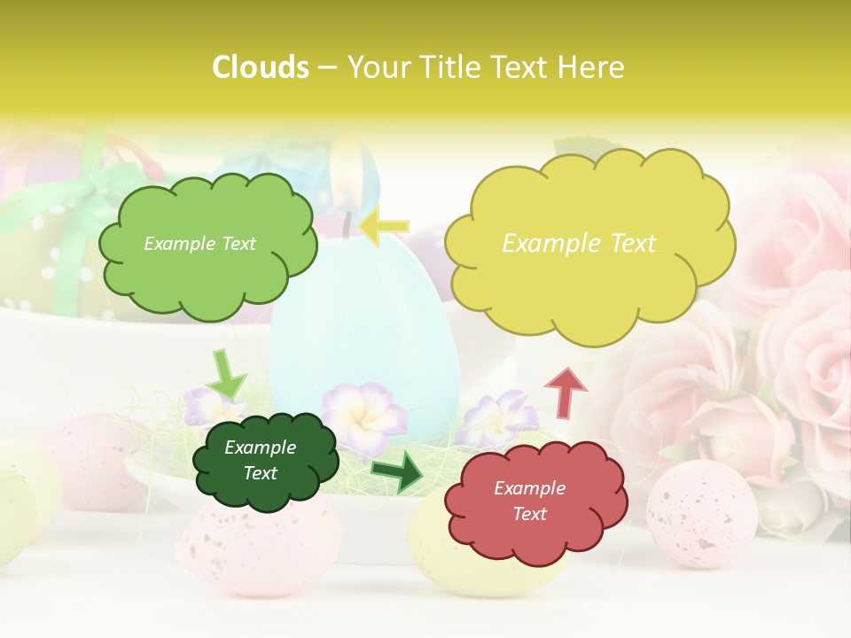 A Table Topped With Lots Of Eggs And Flowers PowerPoint Template