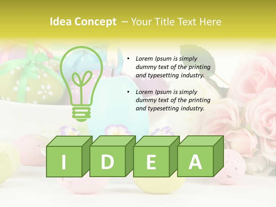 A Table Topped With Lots Of Eggs And Flowers PowerPoint Template