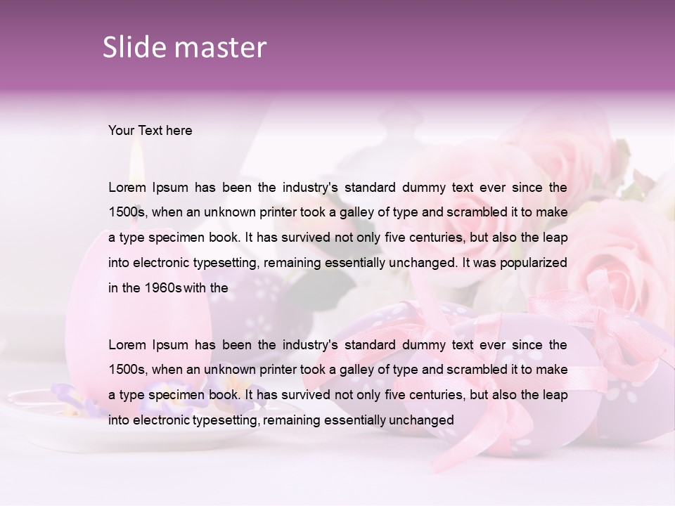 A Tea Pot And Some Pink Roses And Eggs PowerPoint Template