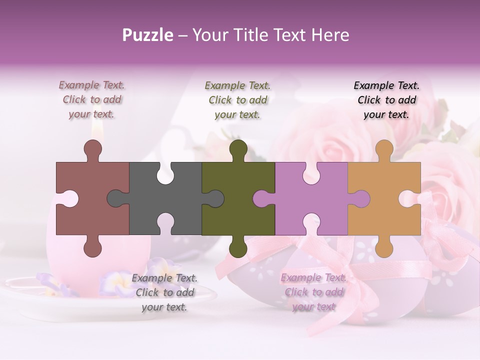 A Tea Pot And Some Pink Roses And Eggs PowerPoint Template
