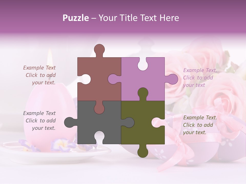 A Tea Pot And Some Pink Roses And Eggs PowerPoint Template