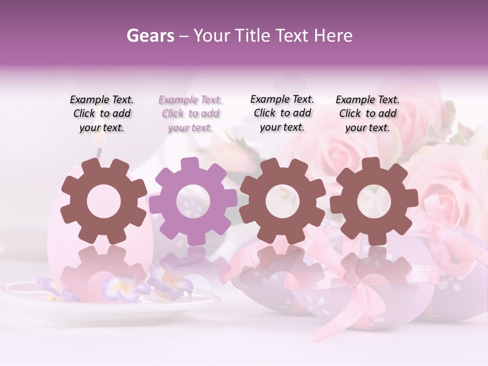 A Tea Pot And Some Pink Roses And Eggs PowerPoint Template