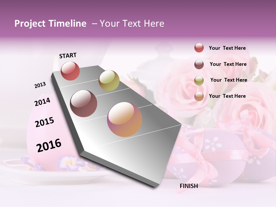 A Tea Pot And Some Pink Roses And Eggs PowerPoint Template