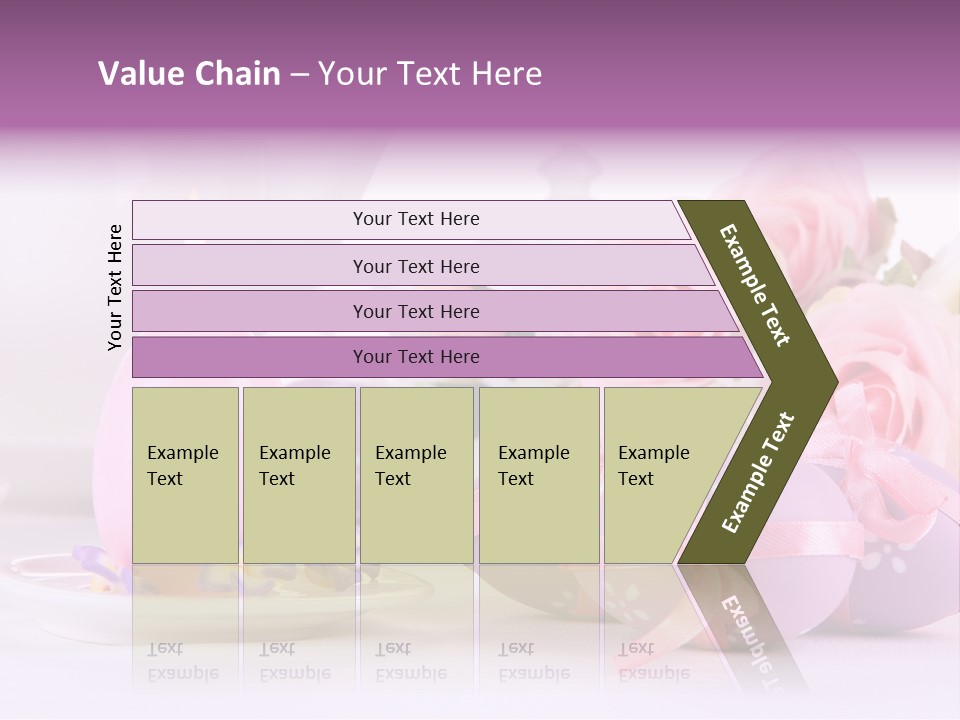 A Tea Pot And Some Pink Roses And Eggs PowerPoint Template