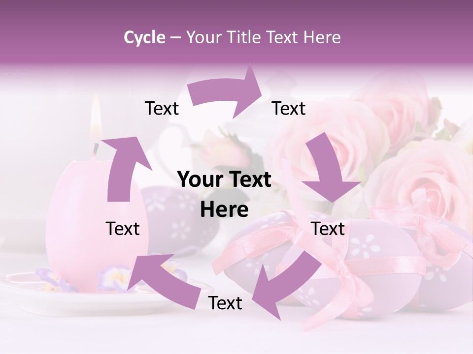 A Tea Pot And Some Pink Roses And Eggs PowerPoint Template