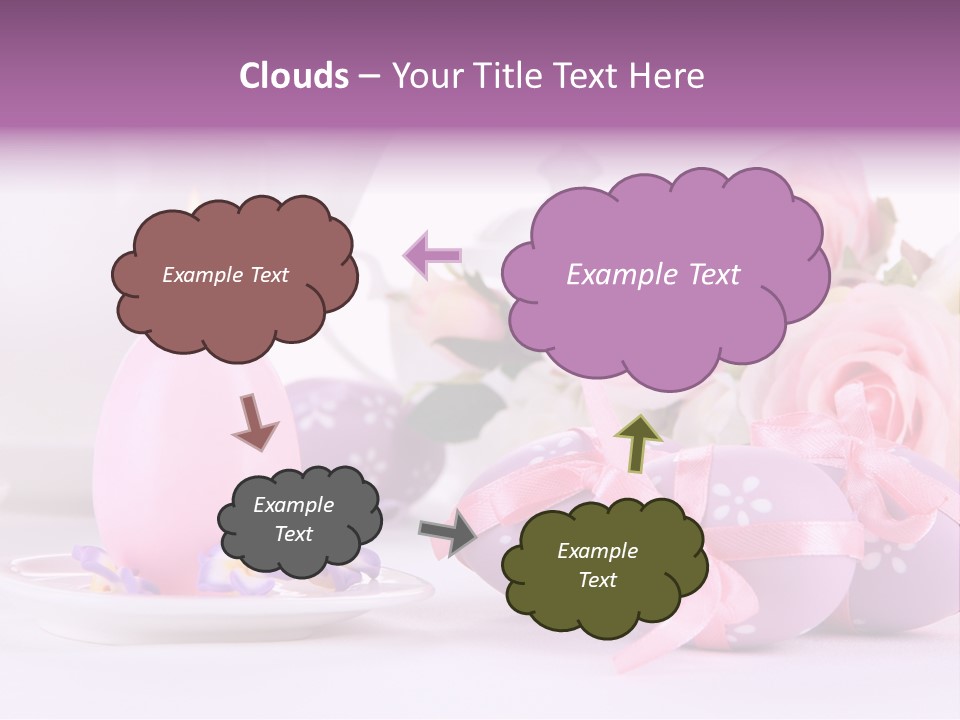 A Tea Pot And Some Pink Roses And Eggs PowerPoint Template