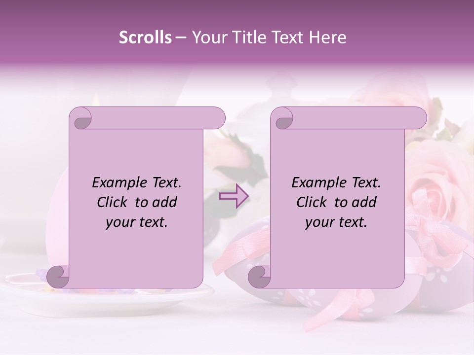 A Tea Pot And Some Pink Roses And Eggs PowerPoint Template