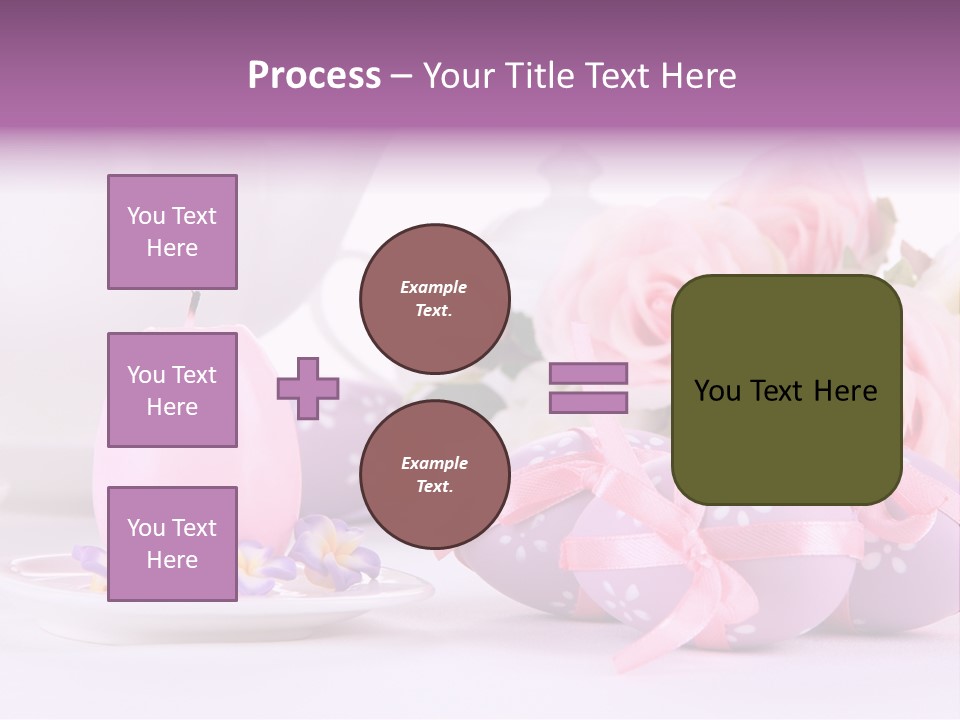 A Tea Pot And Some Pink Roses And Eggs PowerPoint Template