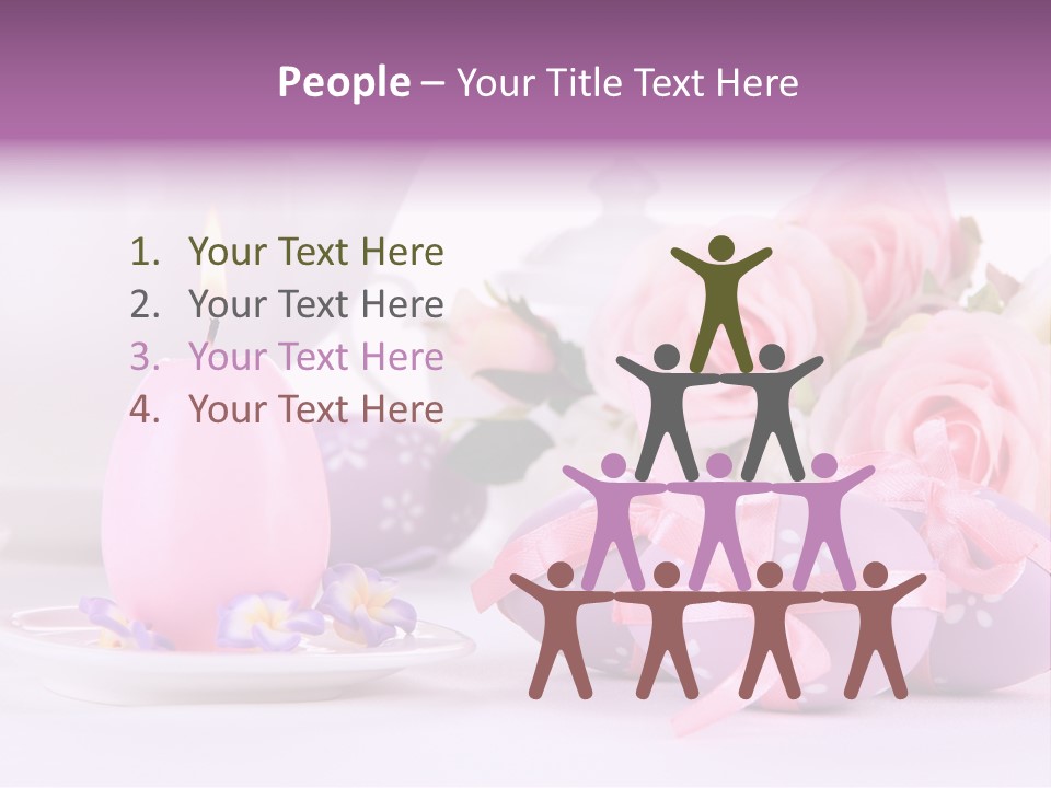 A Tea Pot And Some Pink Roses And Eggs PowerPoint Template