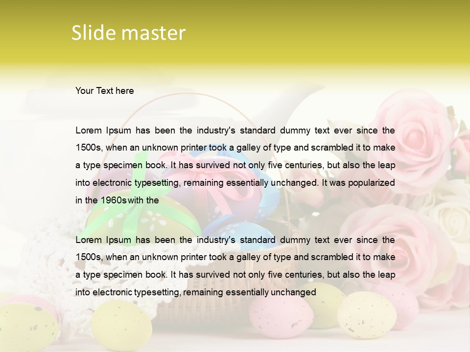 A Teapot With Flowers And Eggs On A Table PowerPoint Template