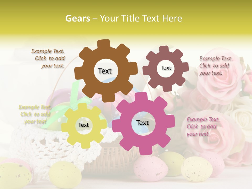 A Teapot With Flowers And Eggs On A Table PowerPoint Template