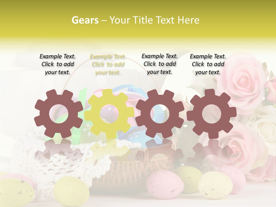 A Teapot With Flowers And Eggs On A Table PowerPoint Template