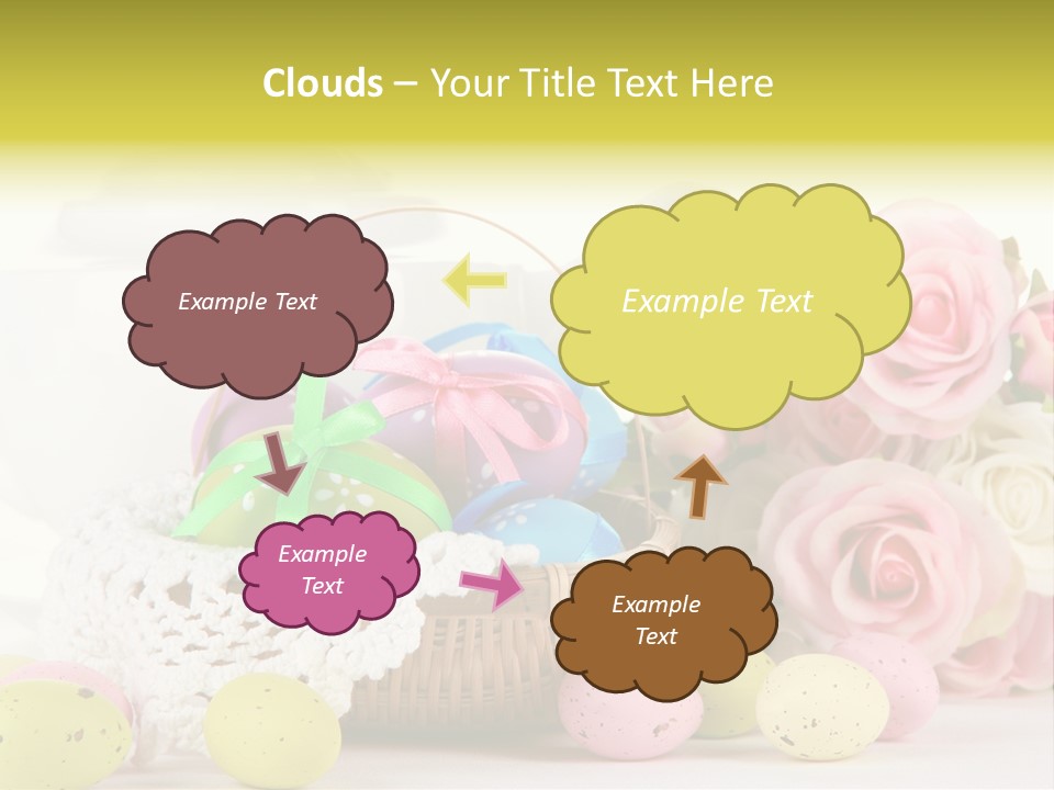 A Teapot With Flowers And Eggs On A Table PowerPoint Template