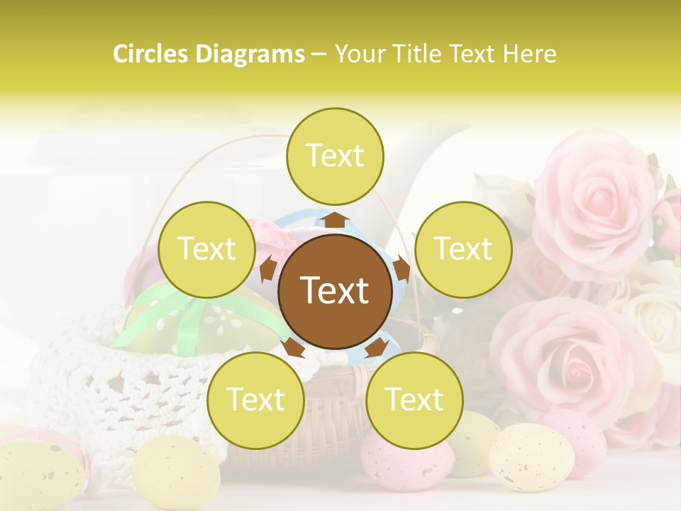 A Teapot With Flowers And Eggs On A Table PowerPoint Template