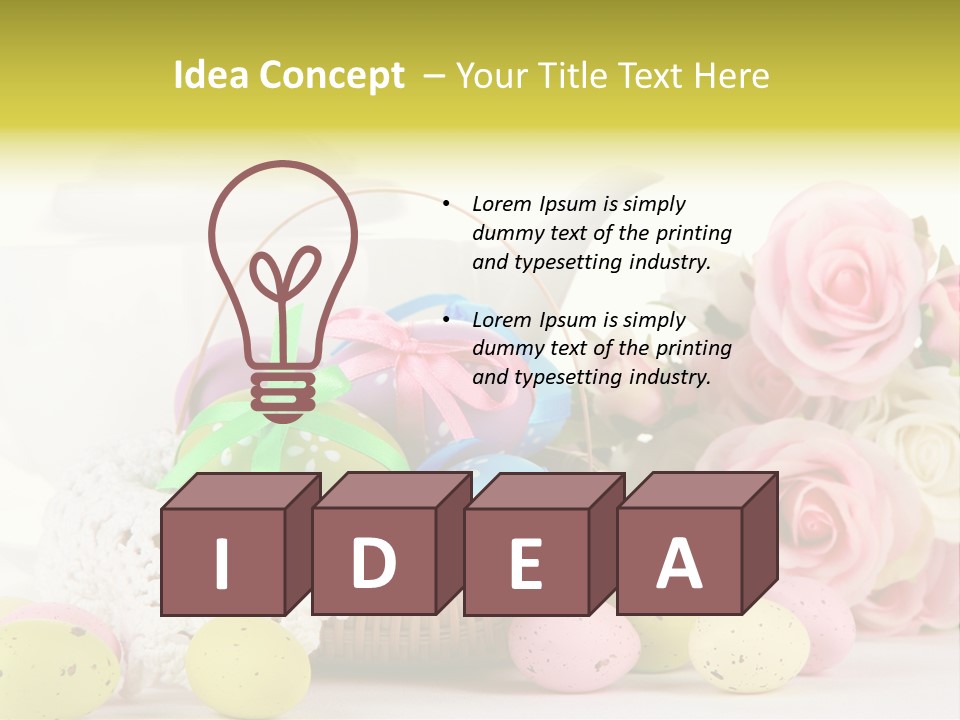 A Teapot With Flowers And Eggs On A Table PowerPoint Template