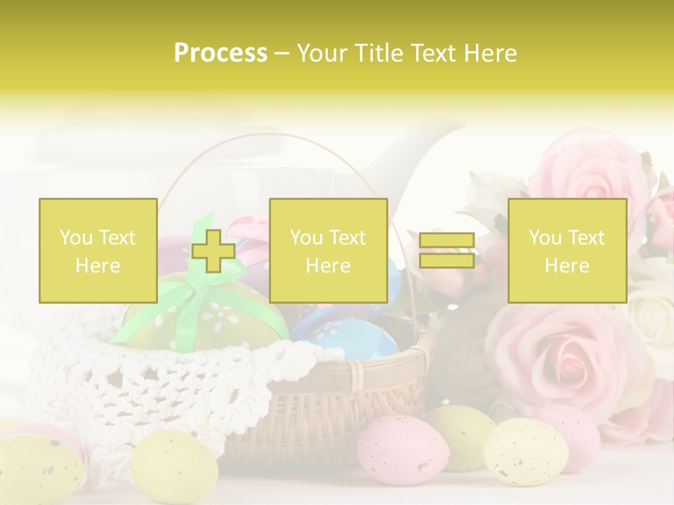A Teapot With Flowers And Eggs On A Table PowerPoint Template