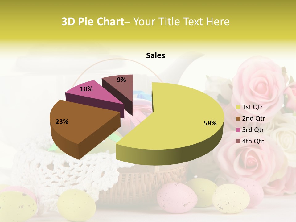 A Teapot With Flowers And Eggs On A Table PowerPoint Template