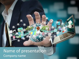 Charts Communications Touchscreen PowerPoint Template