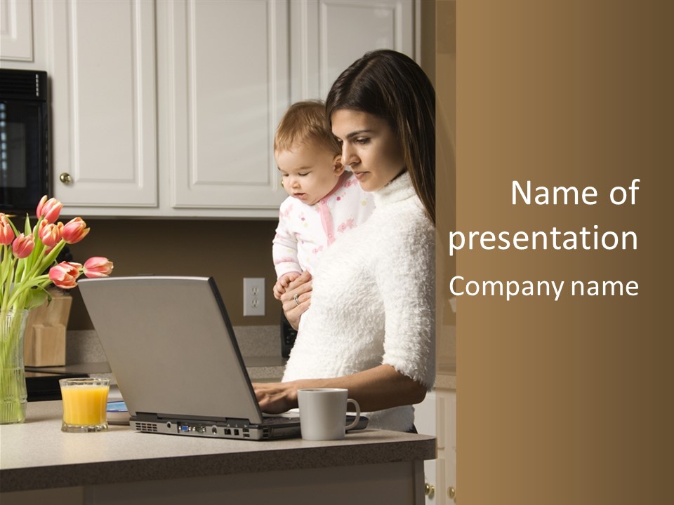 Women Laptop Paying PowerPoint Template