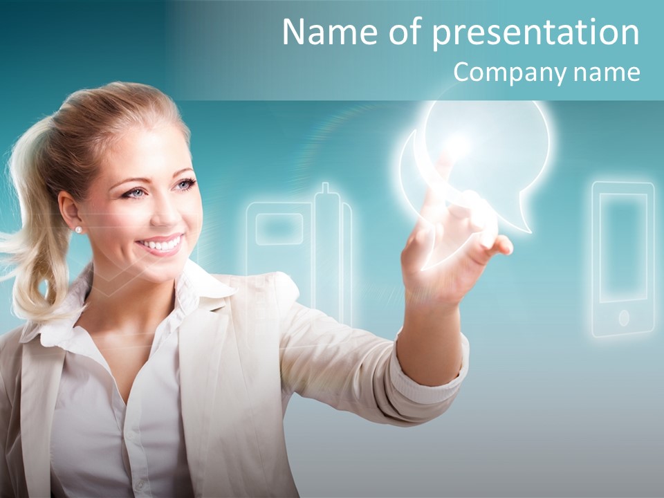 Blond Kontaktieren Medientechnologie PowerPoint Template