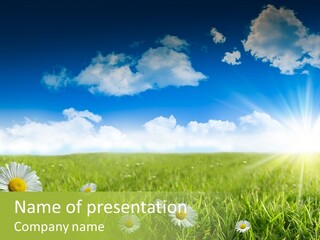 Background Beautiful Blue Bright Clear Cloud Cloudscape Landscape Sun PowerPoint Template